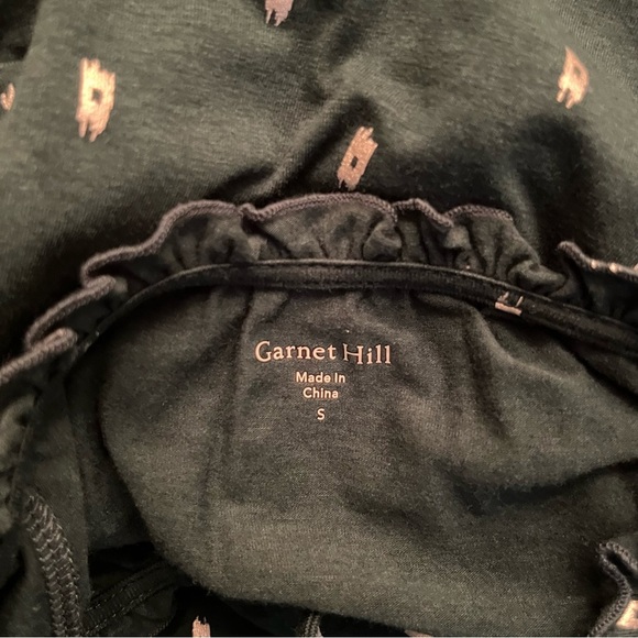 Garnet Hill Ruffled Split Neck Dress Size Small Long Sleeve Green Silver Cotton - Picture 7 of 8